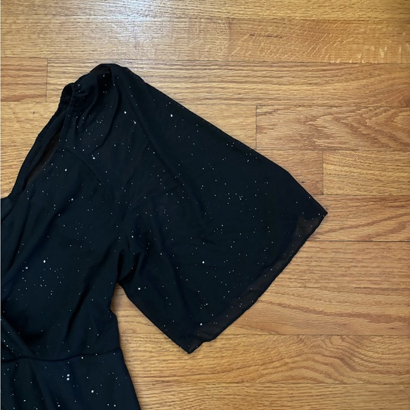 Shein Curve Dress Women’s 1XL (14) Black Sparkly V Neck Short Sleeve A line NWOT - Picture 3 of 8